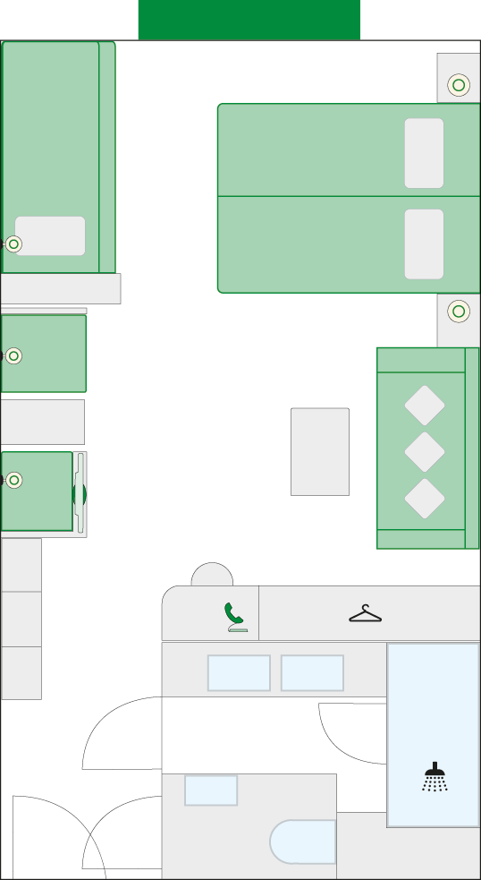 Familienkabine: 2-Bett-Außenkabine mit 3 Zusatzbetten, Kategorie G